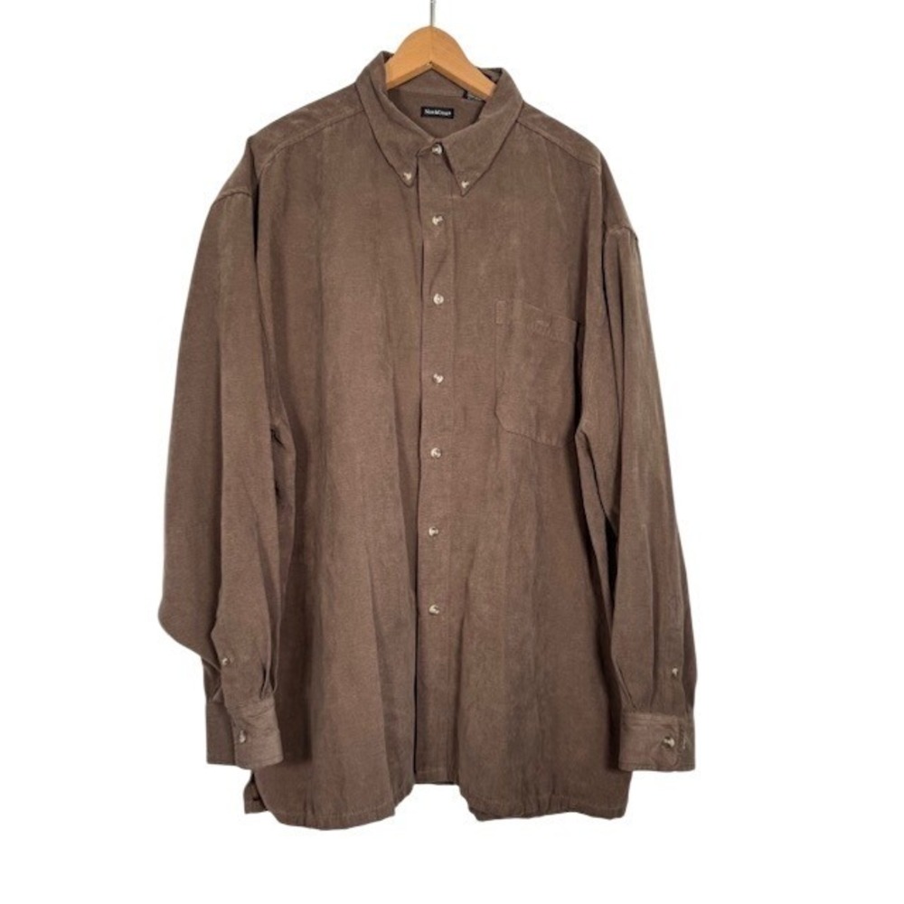 Northcrest‎ Mens Brown Long Sleeve Button Down Shirt Size XL